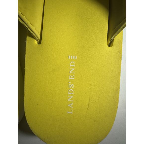 New Land's End Yellow Sandals Slides 90s Vibes Navy and White Stripe Preppy Boat - Picture 4 of 8